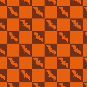 bats checkerboard brown and burnt orange