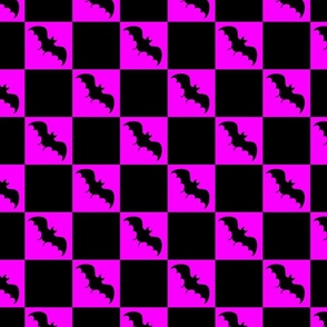bats checkerboard black and neon pink