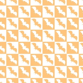 bats checkerboard 2 white and pastel orange