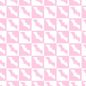 bats checkerboard 2 white and pastel pink