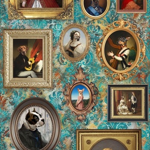 Dog Lovers Portrait Collection in viridian mustard terracotta
