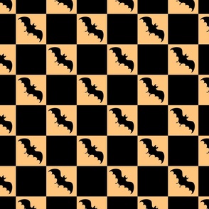 bats checkerboard black and pastel orange