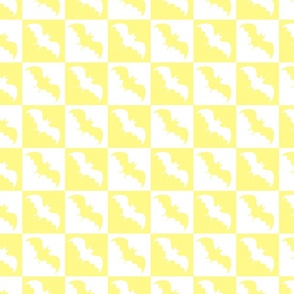 bats checkerboard 2 white and pastel yellow