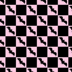 bats checkerboard black and pastel pink