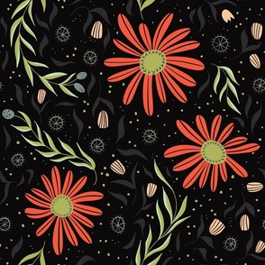 Night Flowers (Black and red)