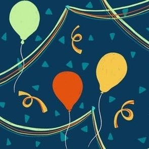 Classic Birthday Balloons (blue, orange, green and yellow)