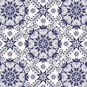 Victorian Winter Tiles in Cobalt and White