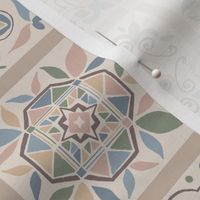 Spanish Mosaic Tiles in Soft Sunny Boho Pastels