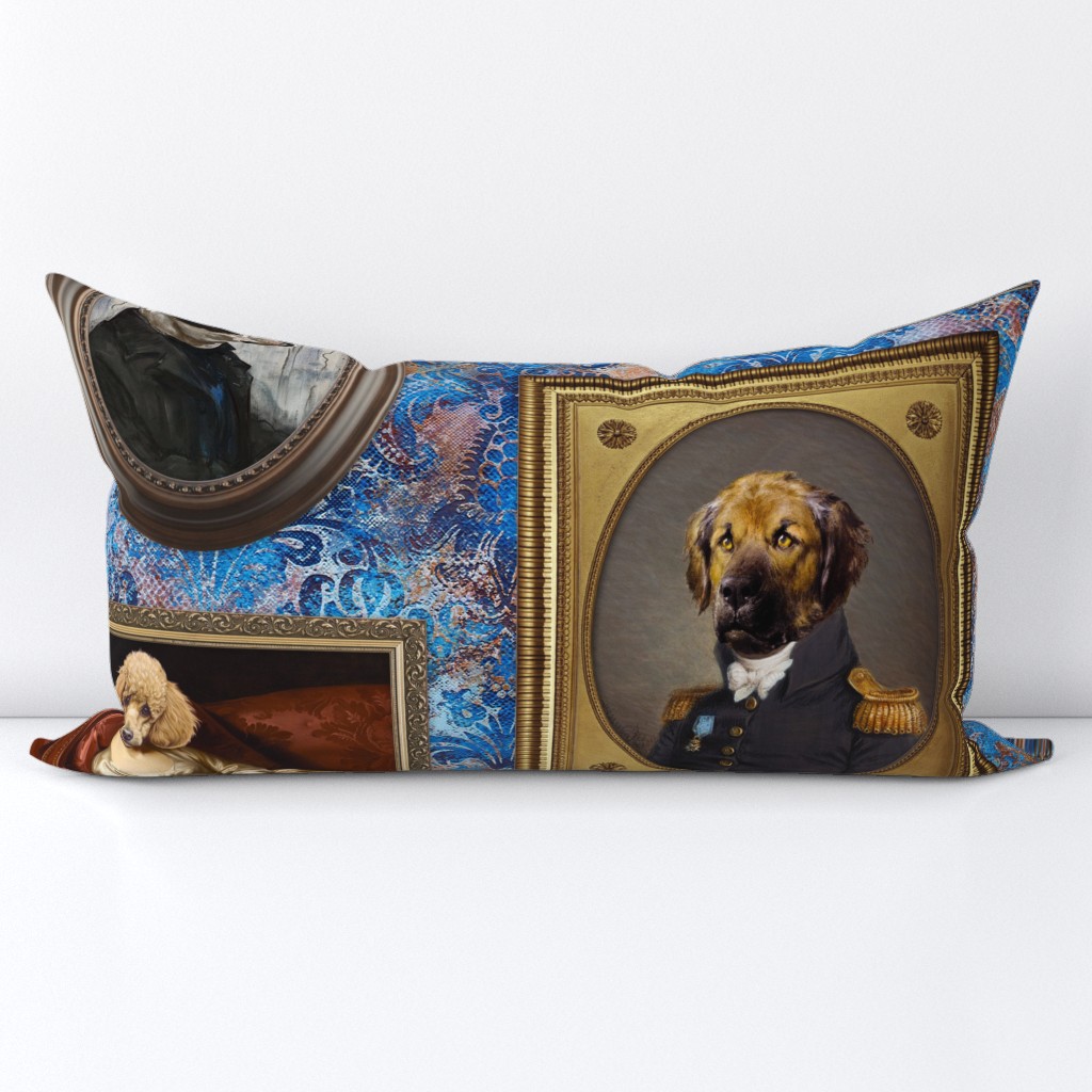 Dog Lovers Portrait Collection in cobalt blue rust orange