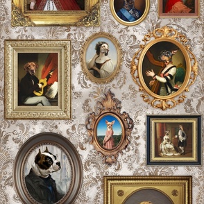 Dog Lovers Portrait Collection in  beige rust ochre cream