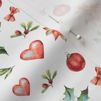 Cute Christmas hearts on white