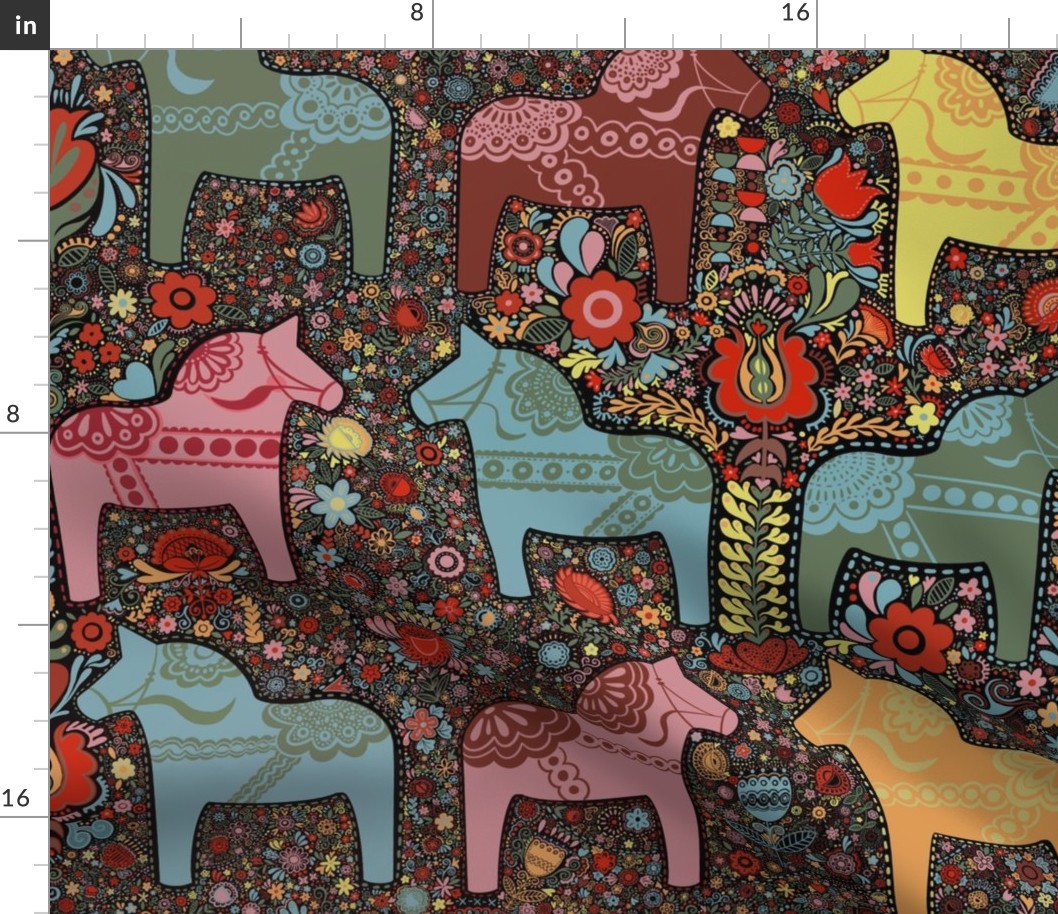 Vibrant Dala Horse Delight: A Whimsical Print