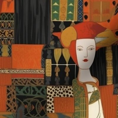 cubism portrait of queen elizabeth tudor inspired by  modigliani