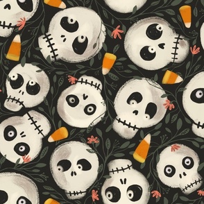  Candy Corn and Skulls - Black (Large)