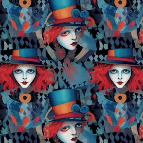 surreal fairy tale mad hatter inspired by modigliani