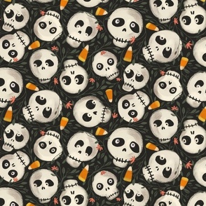 Candy Corn and Skulls - Black (Medium)