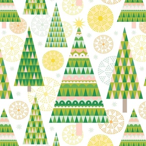 Scandi Christmas Trees - Apricity, Green and Yellow