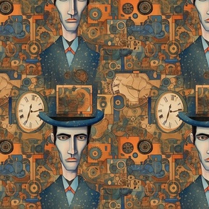 surreal portrait of a steampunk lincoln inspired by modigliani