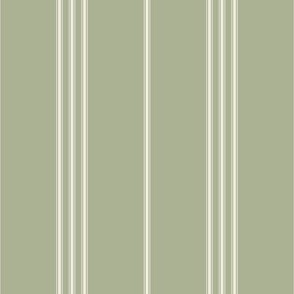 micro scale // classic ticking stripes - creamy white_ light sage green 02 - traditional simple minimalist