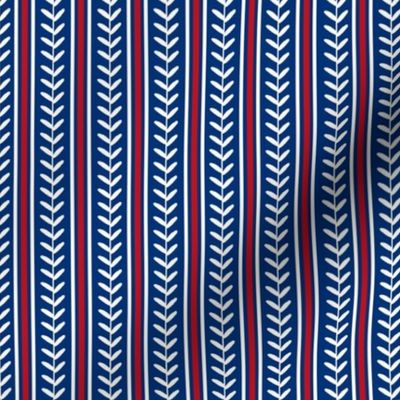 Smaller Scale Team Spirit Baseball Vertical Stitch Stripes in Texas Rangers Colors Red Blue and White