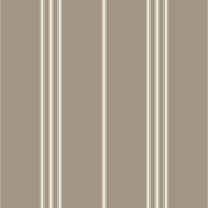micro scale // classic ticking stripes - creamy white_ khaki brown 02 - traditional simple minimalist