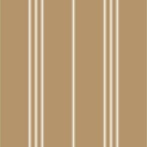 micro scale // classic ticking stripes - creamy white_ lion gold mustard yellow brown 02 - traditional simple minimalist