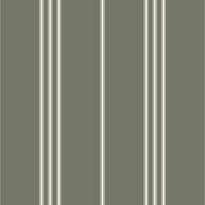 micro scale // classic ticking stripes - creamy white_ limed ash 02 - traditional simple minimalist