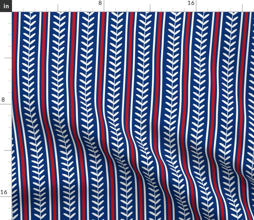 Bigger Scale Team Spirit Baseball Vertical Stitch Stripes in Texas Rangers Colors Red Blue and White