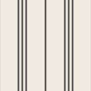micro scale // classic ticking stripes - creamy white_ raisin black - black and white traditional simple minimalist