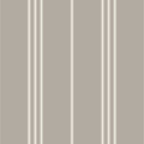 micro scale // classic ticking stripes - cloudy silver taupe_ creamy white 02 - traditional simple minimalist
