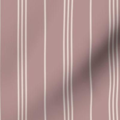micro scale // classic ticking stripes - creamy white_ dusty rose pink 02 - traditional simple minimalist