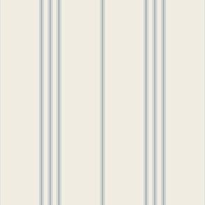 micro scale // classic ticking stripes - creamy white_ french grey blue - blue and white traditional simple minimalist