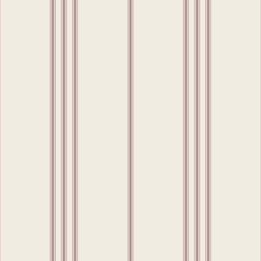 micro scale // classic ticking stripes - creamy white_ dusty rose pink - traditional simple minimalist