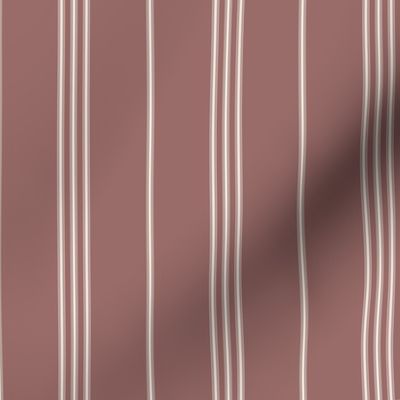 micro scale // classic ticking stripes - copper rose pink_ creamy white 02 - traditional simple minimalist