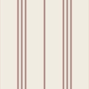 micro scale // classic ticking stripes - copper rose pink_ creamy white - traditional simple minimalist