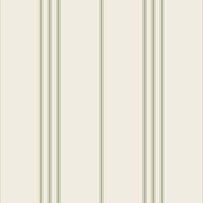 micro scale // classic ticking stripes - creamy white_ light sage green - traditional simple minimalist