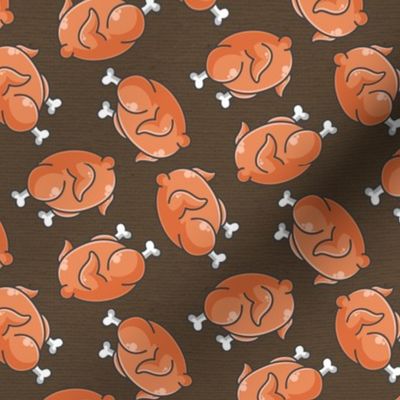 Thanksgiving Turkey Toss on Brown Linen Fabric, Thanksgiving Fabric