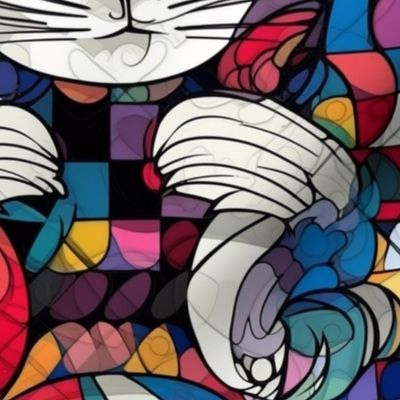 geometric cheshire cat inspired by piet mondrian