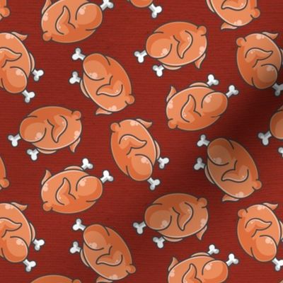 Thanksgiving Turkey Toss on Red Linen Fabric, Thanksgiving Fabric