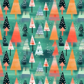 kawaii forest of fir trees for christmas