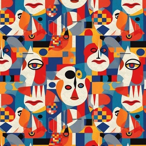 cubism geometric clowns inspired by piet mondrian
