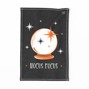 Hocus Pocus Retro Halloween Crystal Ball Tea Towel and Wall Hanging Black