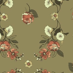 Vintage neutral roses with moths