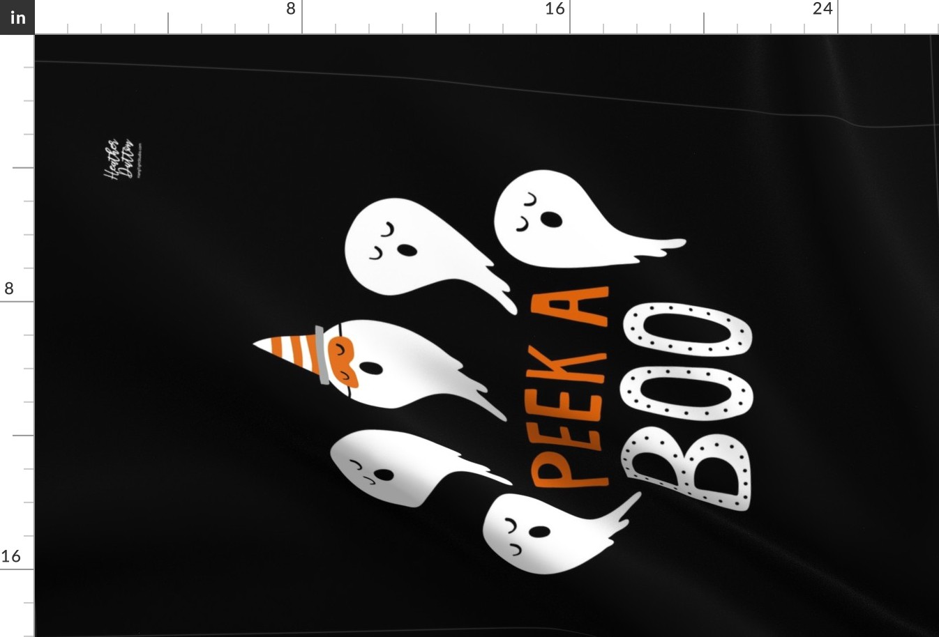 Peek A Boo Halloween Ghosts Tea Towel and Wall Hanging Black