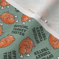 Thanksgiving Official Turkey Taster Sage Green, Thanksgiving Fabric