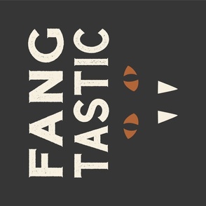 Fang-Tastic Halloween Typography Tea Towel and Wall Hanging Soft Black Ivory