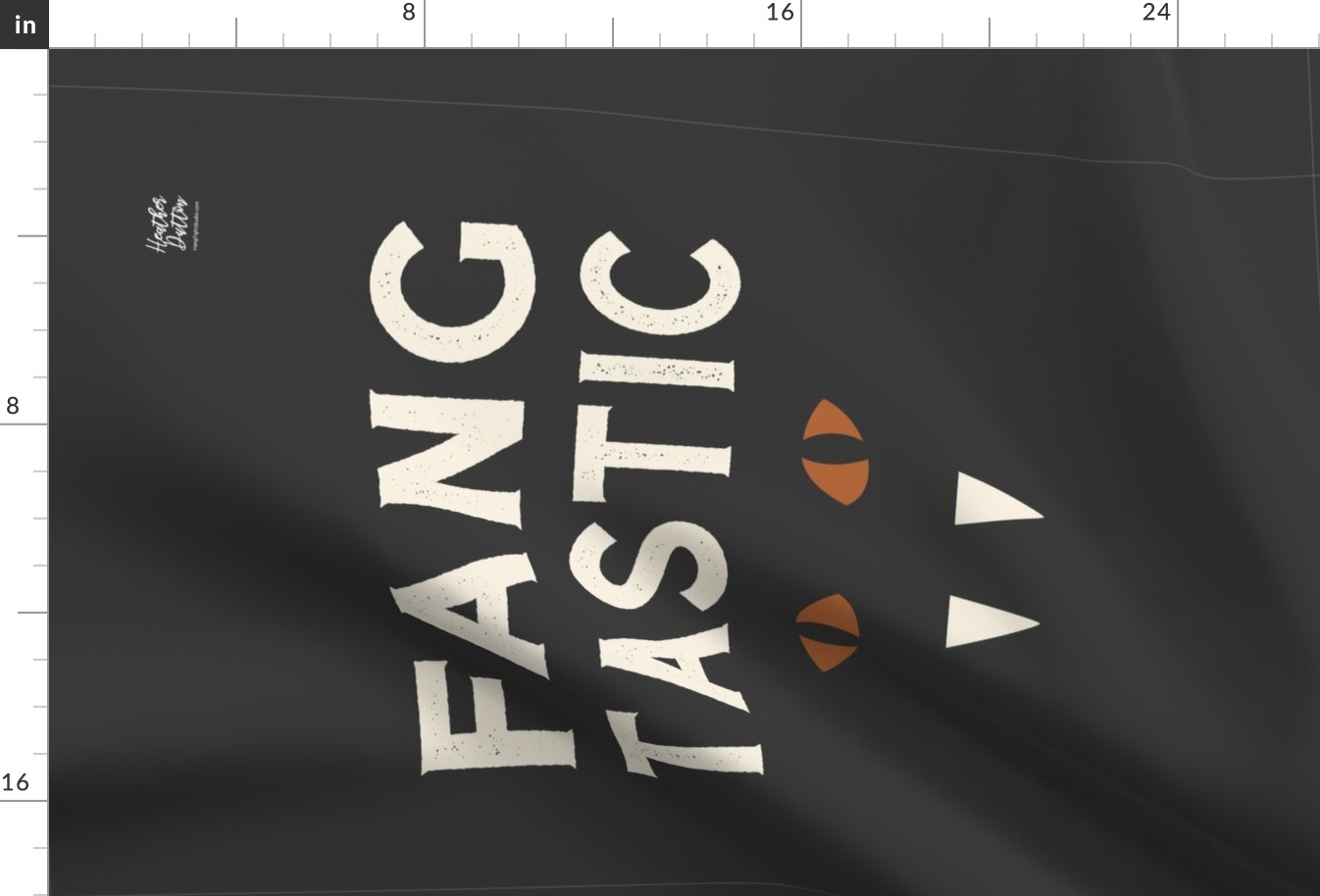 Fang-Tastic Halloween Typography Tea Towel and Wall Hanging Soft Black Ivory