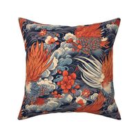 hokusai inspired japanese phoenix fire bird