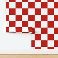 checkerboard white and burnt red