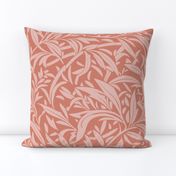 Abstract willow leaves in shades of pink / salmon on a darker salmon / coral - large scale